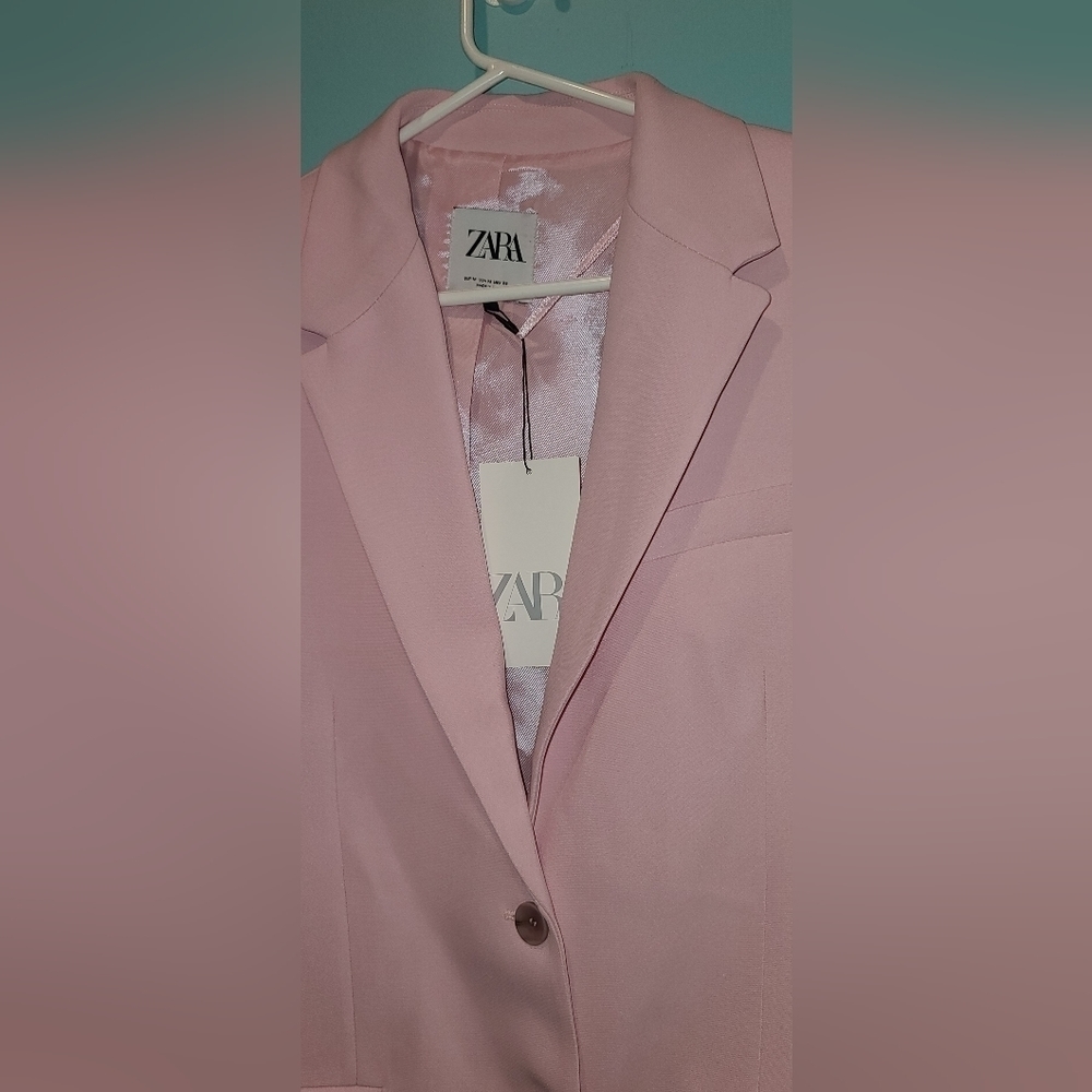 NWT ZARA straight cut blazer Pink  M - Picture 13 of 15